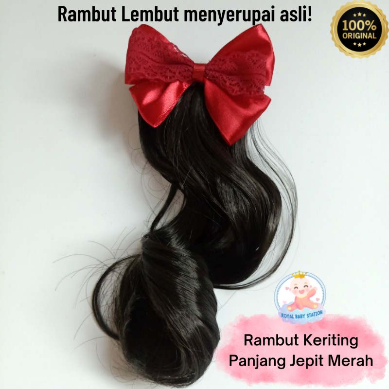 New Wig Jepit Rambut Anak Panjang Lurus Ikal Keriting Original Super Lembut