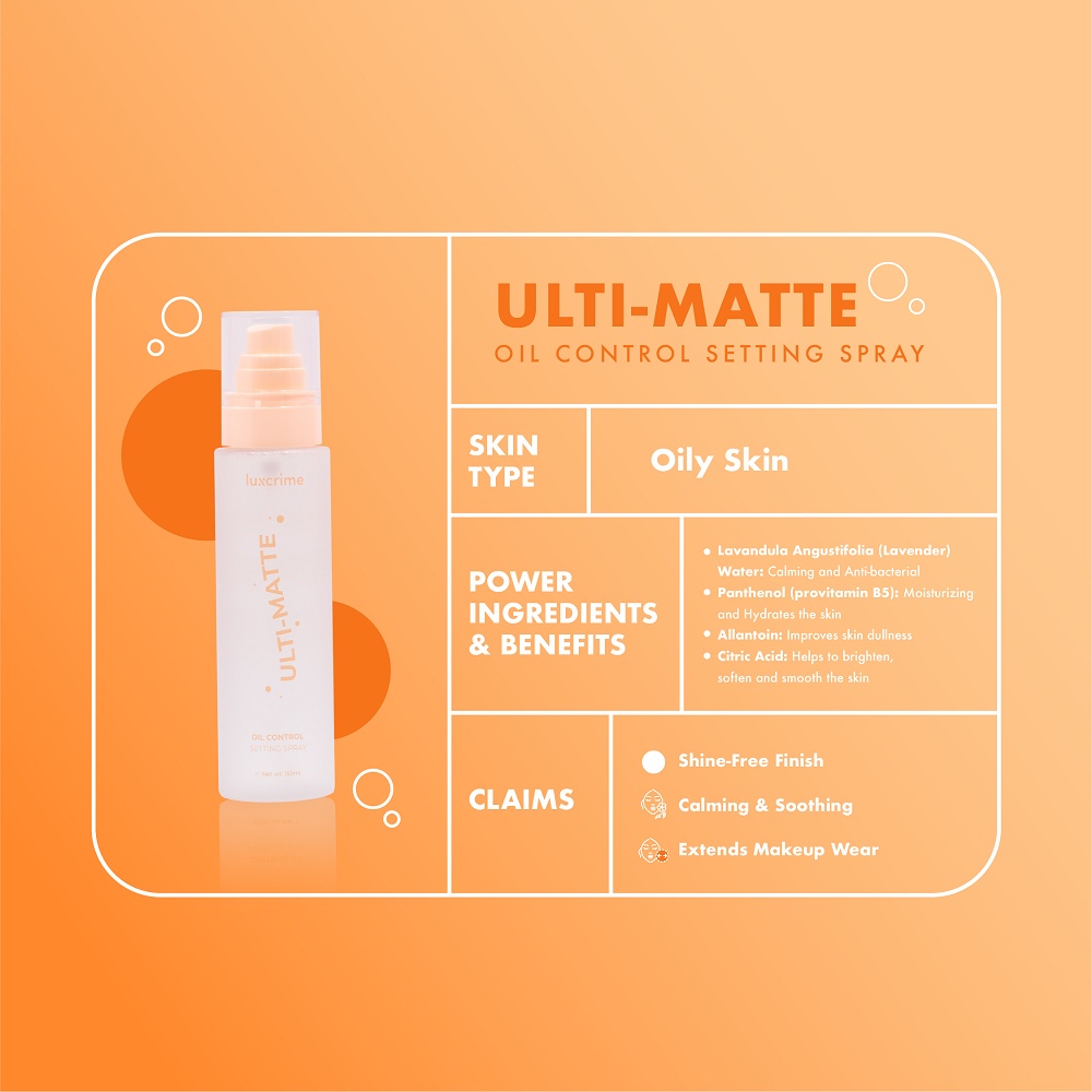 LUXCRIME Ulti-Matte Oil Control Spray | Glow-Getter Dewy Setting Spray