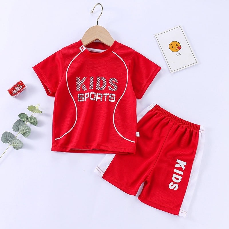 LID9128 - Setelan Baju Kaos Celana Set 2in1 Cewek Cowok Import Kids Sport