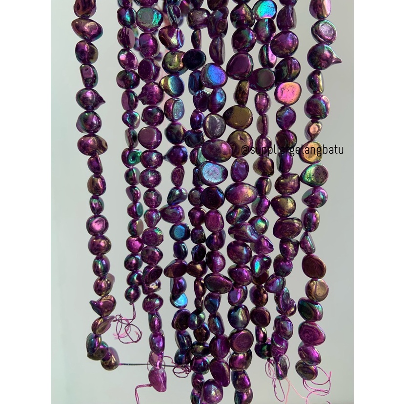 kerikil KERANG KESHI purple metallic tetes OVAL shell ungu metalik