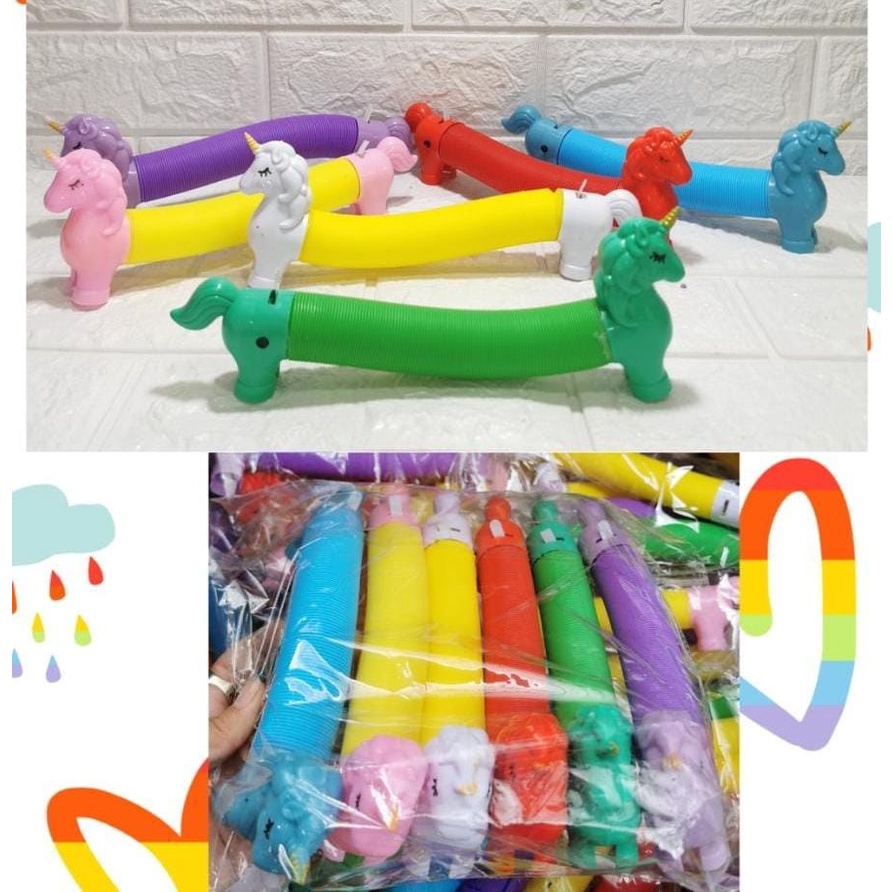 Pop Tube Unicorn LED Tubes Mainan Anak Tabung Fidget Toy Stress Relief -  Mainana Anak Unicorn LED