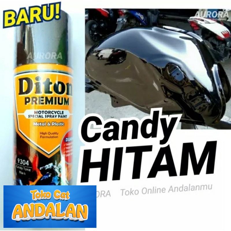 

Pilox Diton Premium Candy Tone Black 9304 Candytone Cat Semprot Hitam Transparan 400ml