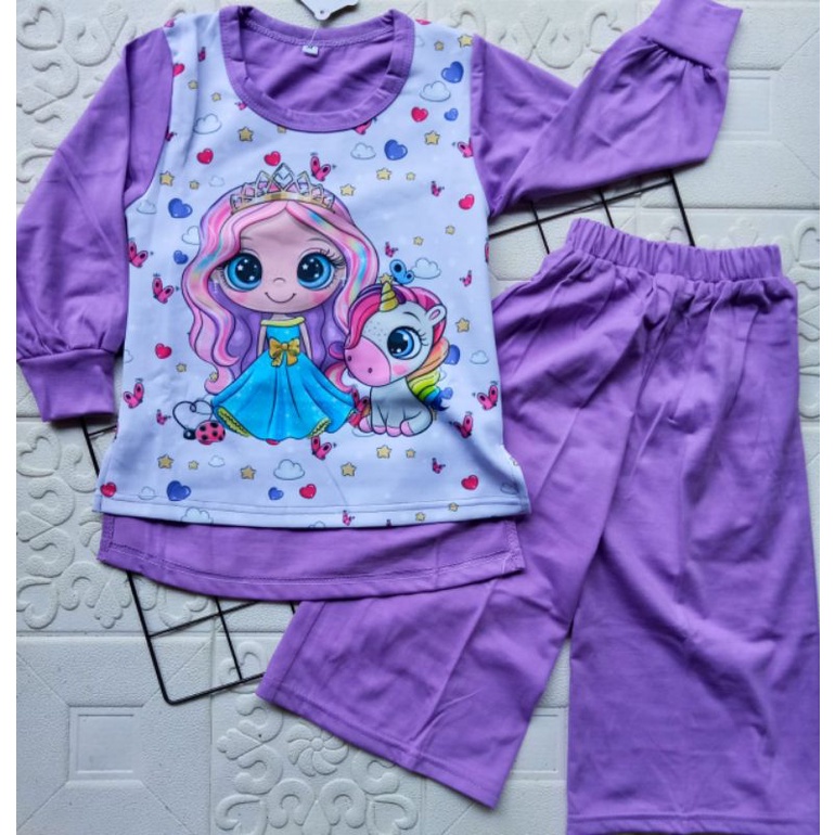 SETELAN KULOT ANAK OVERSIZE SLEBEW 3-8 TAHUN LENGAN PANJANG PRINCESS UNICORN BY TAROKO / SETELAN ANAK CEWEK OVERSIZE SLEBEW