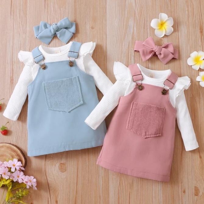 PROMO [0-2TH] SETELAN SUSPENDER BAYI BALITA PEREMPUAN IMPOR MURAH BAJU KODOK SALE