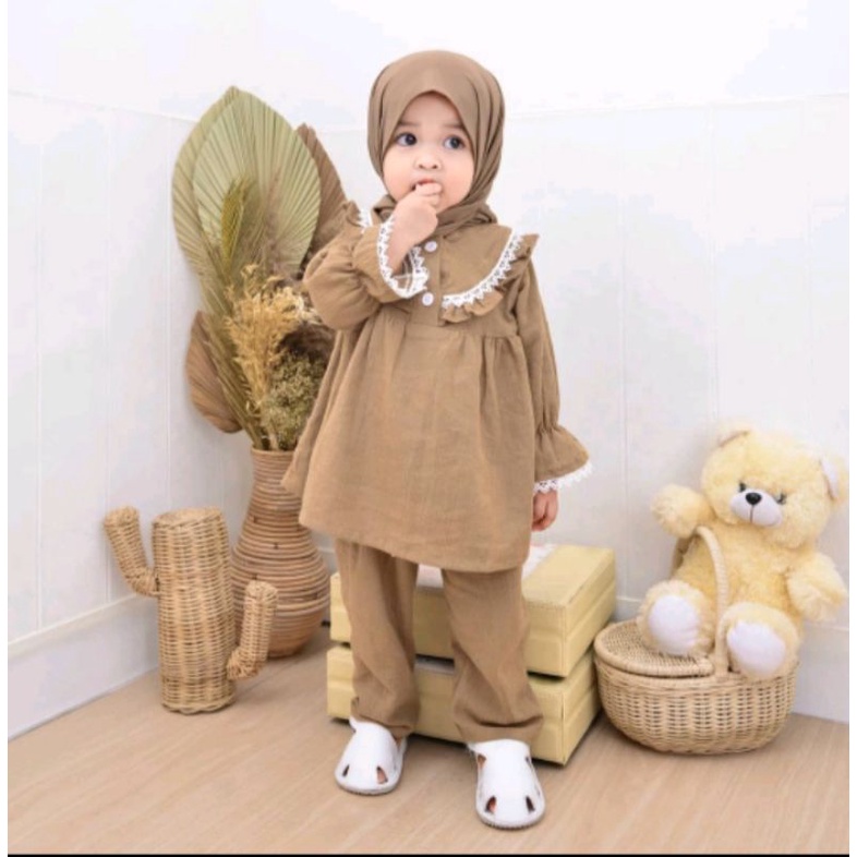 ADWA set/setelan anak tanpa kerudung/tunik anak perempuan/dress anak/gamis anak perempuan/pakaian an