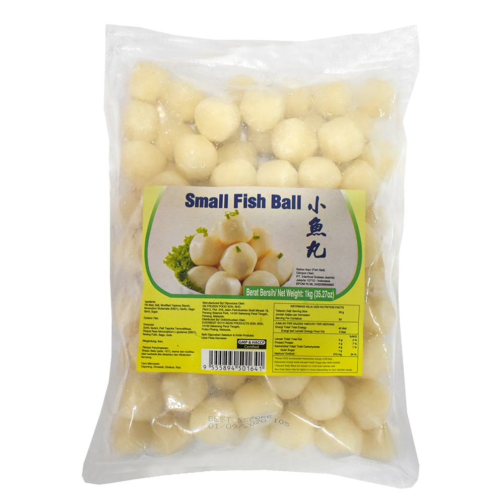 EB Small Fish Ball/Bakso Ikan 500 gr dan 1 kg Suki Steamboat Frozen Seafood Import Halal