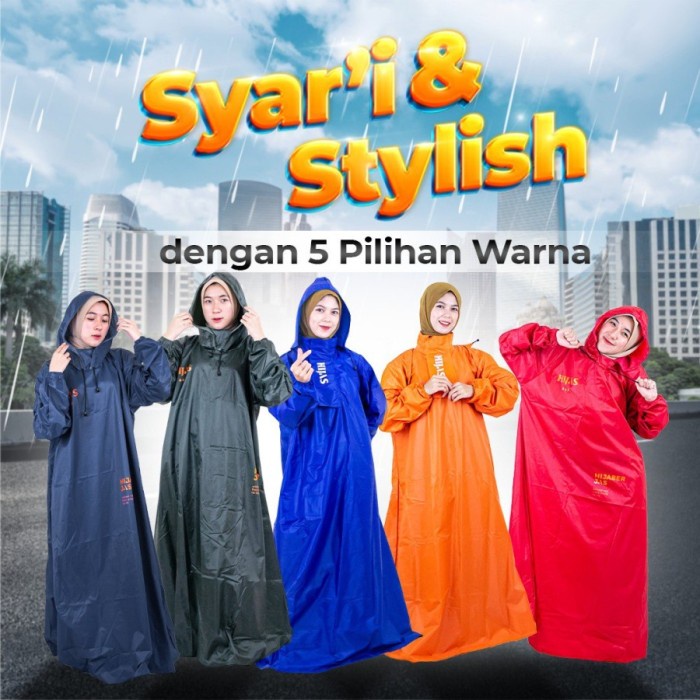Banyakdicari Jas Hujan Gamis Wanita Raincoat Hijaber Ponco Kerudung Muslimah Hijaz Kmn09