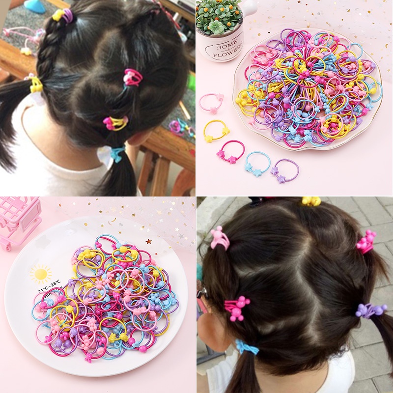 50PCS / POUCH IKAT RAMBUT ANAK WARNA WARNI IMPORT / IKAT RAMBUT KOREA / KARET KUNCIRAN PITA RAMBUT