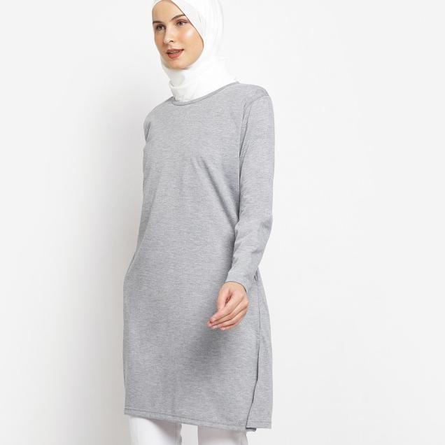 HAZIMAH tunik kaos muslimah polos murah katun - Hitam