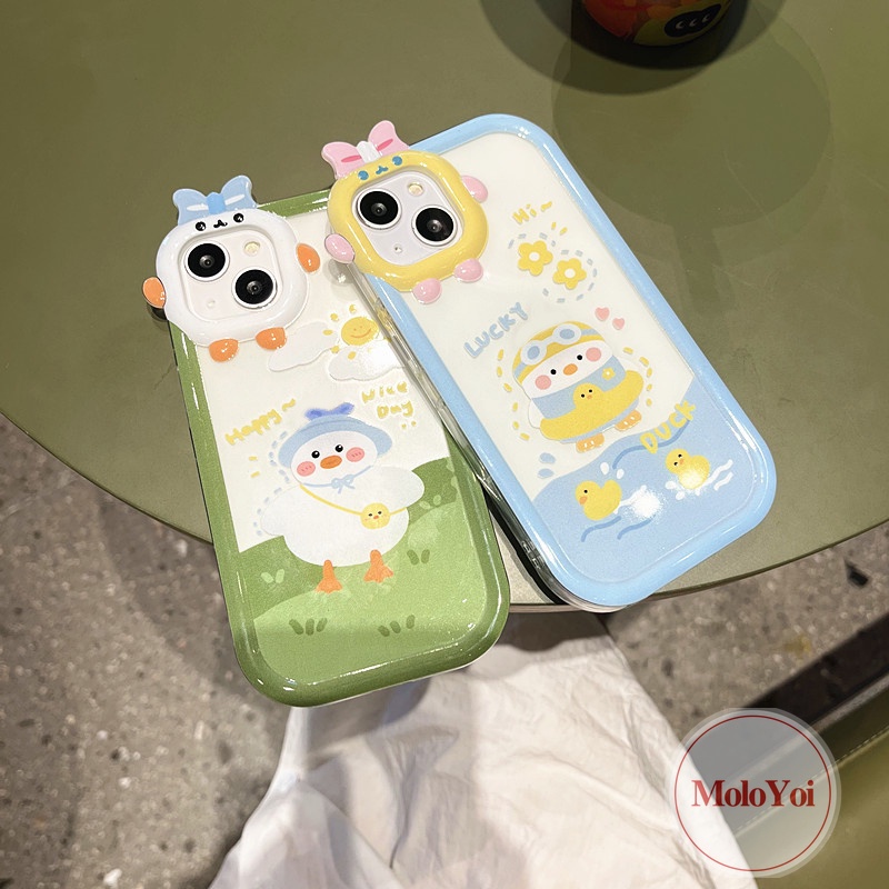 Soft Case Tpu Motif Kartun Bebek 3d Untuk iPhone 13 12 11 14 Pro Max 7 6s 6 8 14 Plus X XR XS Max SE 2020