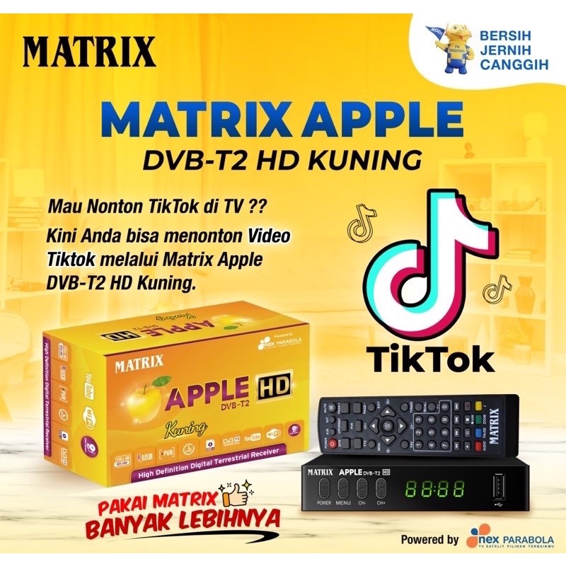 SET TOP BOX TV DIGITAL PENGGANTI UHF MATRIX APLE KUNING