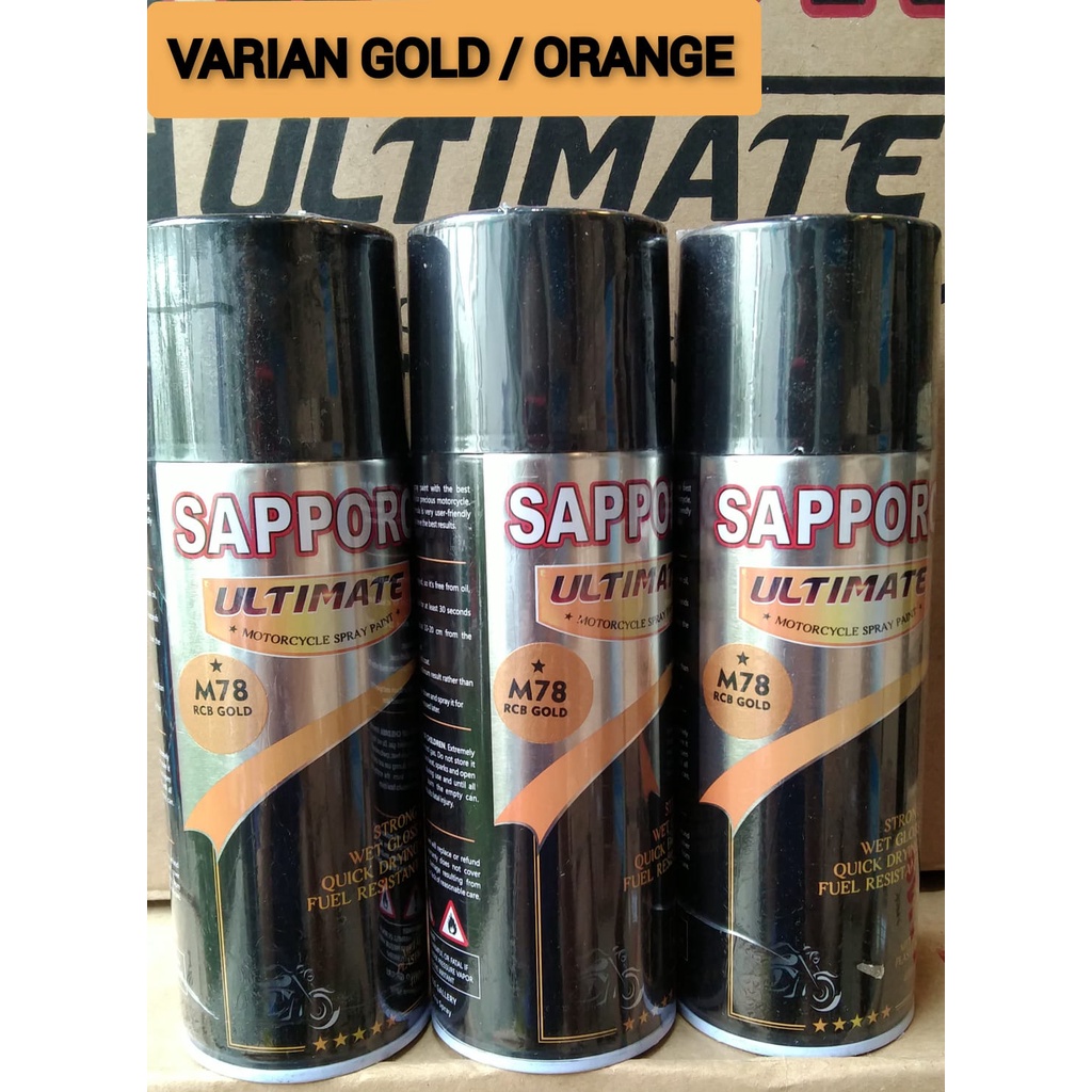 pilok pilox cat semprot sapporo ultimate 400ml varian gold emas kuning orange smoke orange orange ye