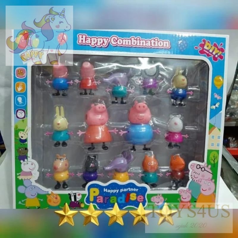 Toys4Us - Peppa Pig Figure Set/Cake Topper Peppa/Peppa Figure 14Pcs/Mainan Peppa 1set isi 14 pcs