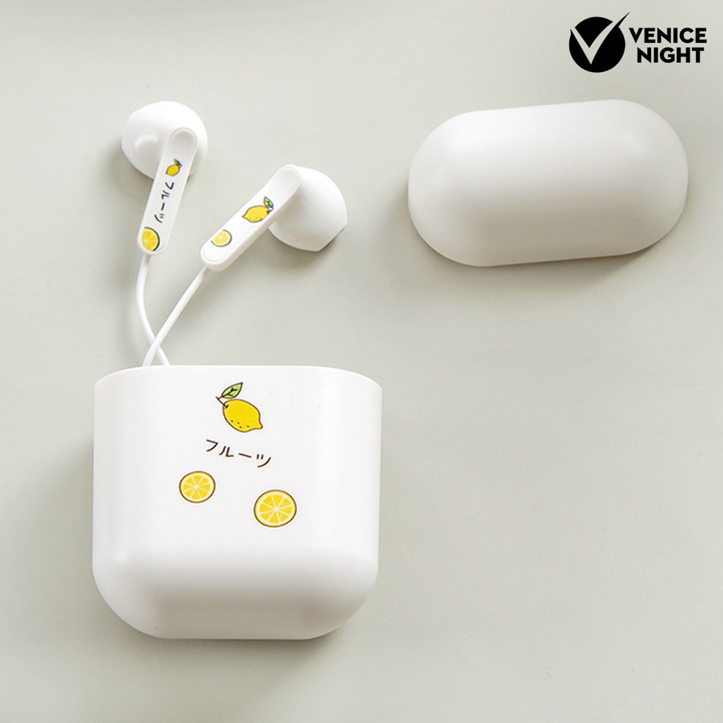 (VNEP) (Berkabel) In-ear Earphone Kartun Kotak Nyaman Dipakai Universal High Fidelity Sound Earbud untuk Ponsel