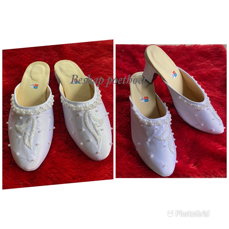 sandal selop pengantin sepasang pria wanita couple putih white akad nikah