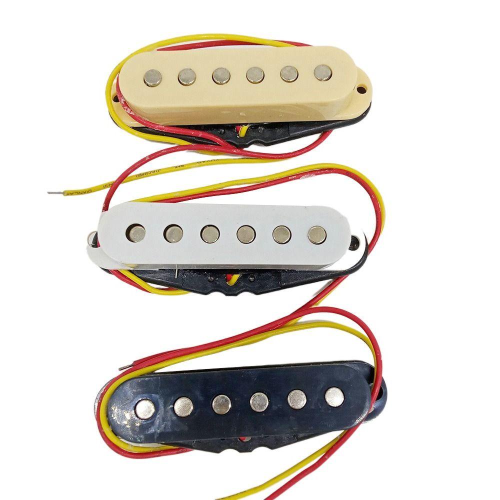 Pickup Gitar Nanas V Hitam/Putih/Kuning Untuk ST Krem Staggered-Pole Neck Jembatan Tengah