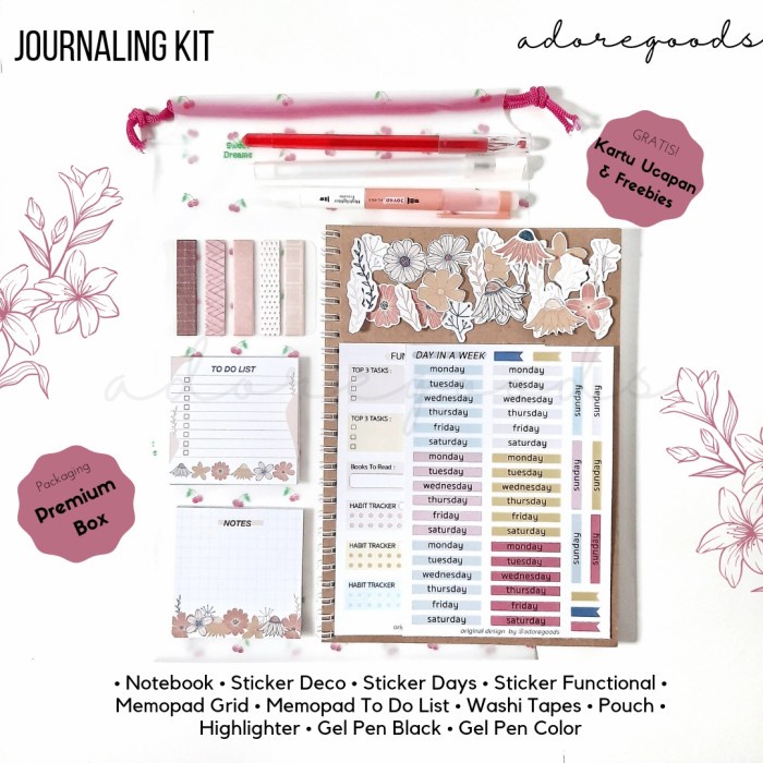 

Jurnal Journaling Kit Flower Scrapbook Planner Bujo Notebook Hampers Giftset