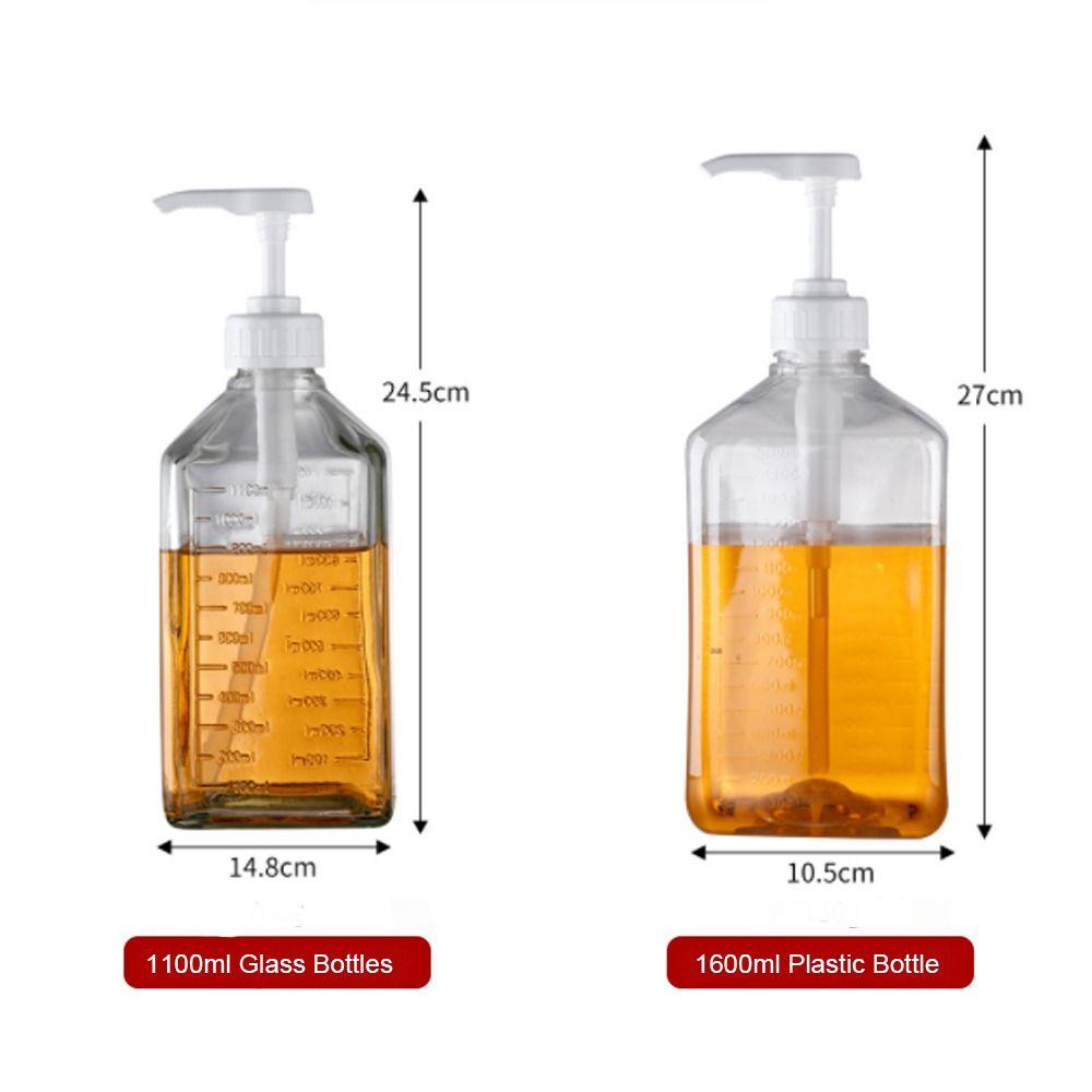 【 ELEGANT 】 Syrup Bottle Glass Multi Use with Hydraulic Pump Bathroom Refillable Softener Syrup Botol Penyimpanan Rumah