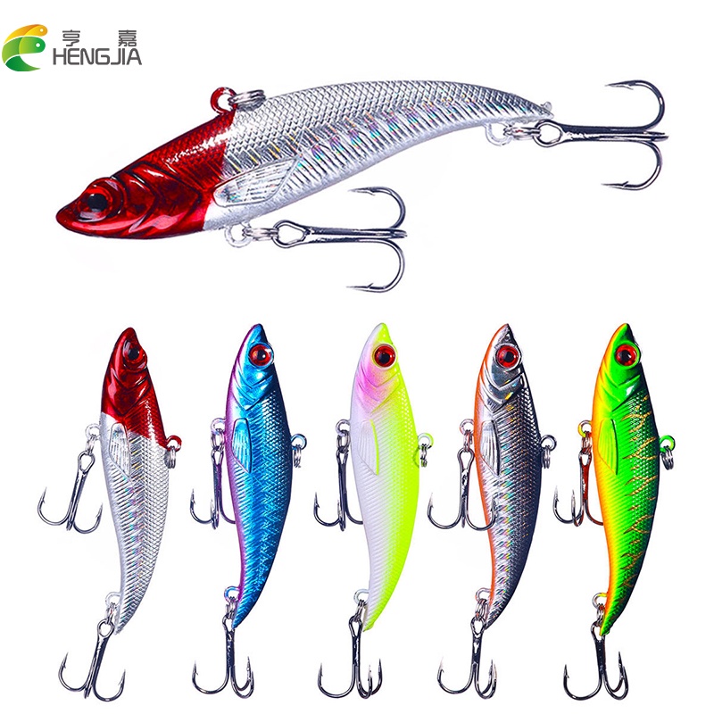 Hengjia 1pc Umpan Pancing VIB Casting Fishing Lure Tiruan Bentuk Ikan 7.5cm / 12.8g Sinking Bait Bahan Plastik Rattling Vibration Bait Fishing Gear