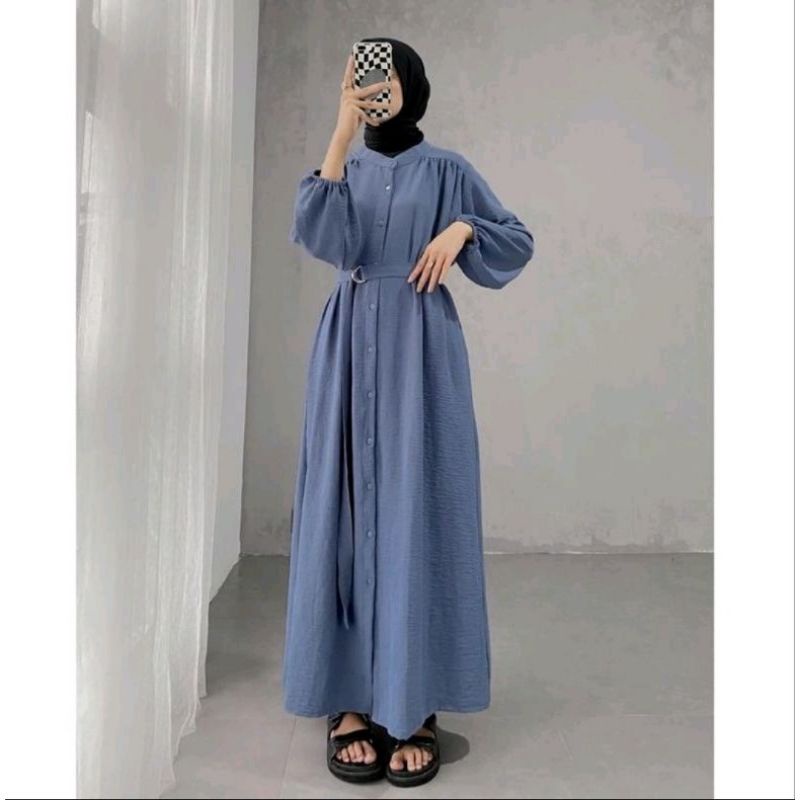 jual gamis wanita kayla dress crickle airflow / gamis remaja kayla dress