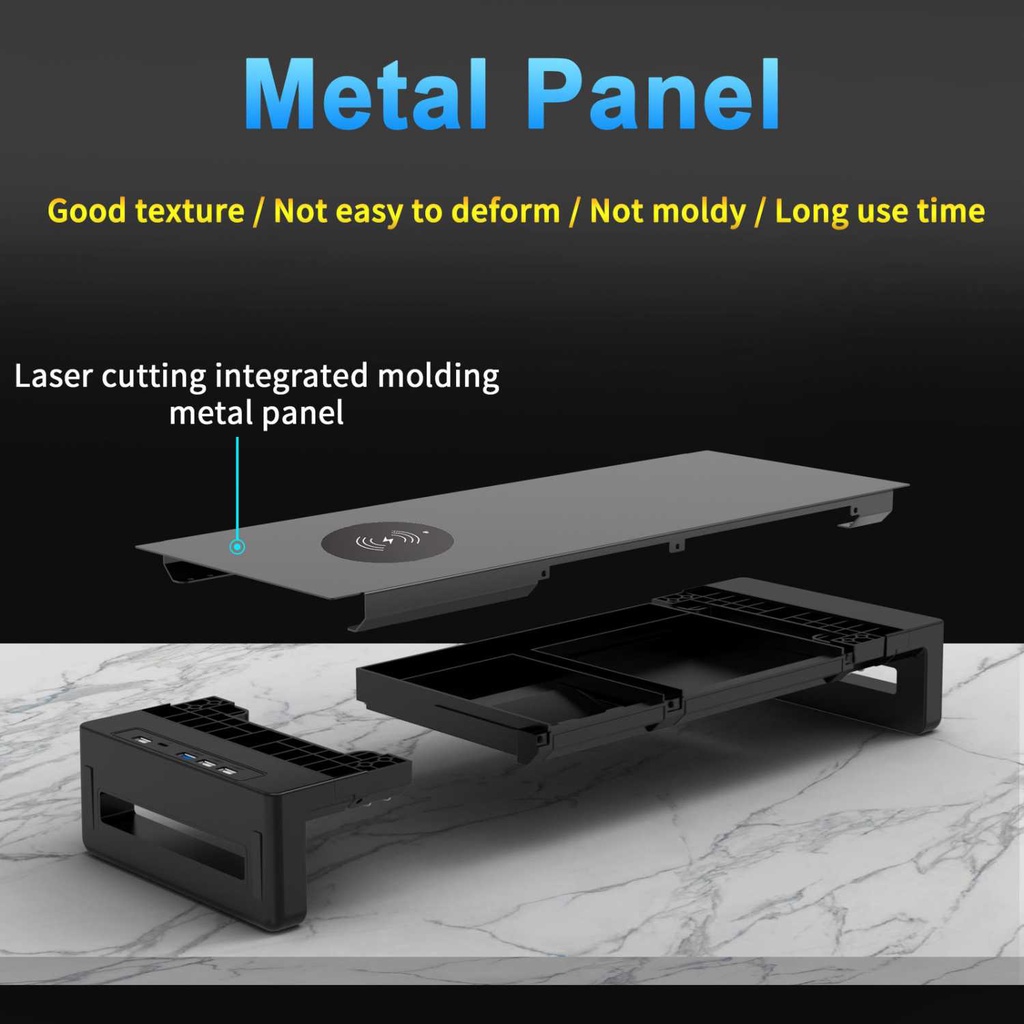 TG - AE MJH Meja Laptop Desk Monitor Stand with Wireless Charging and USB Port - 6052