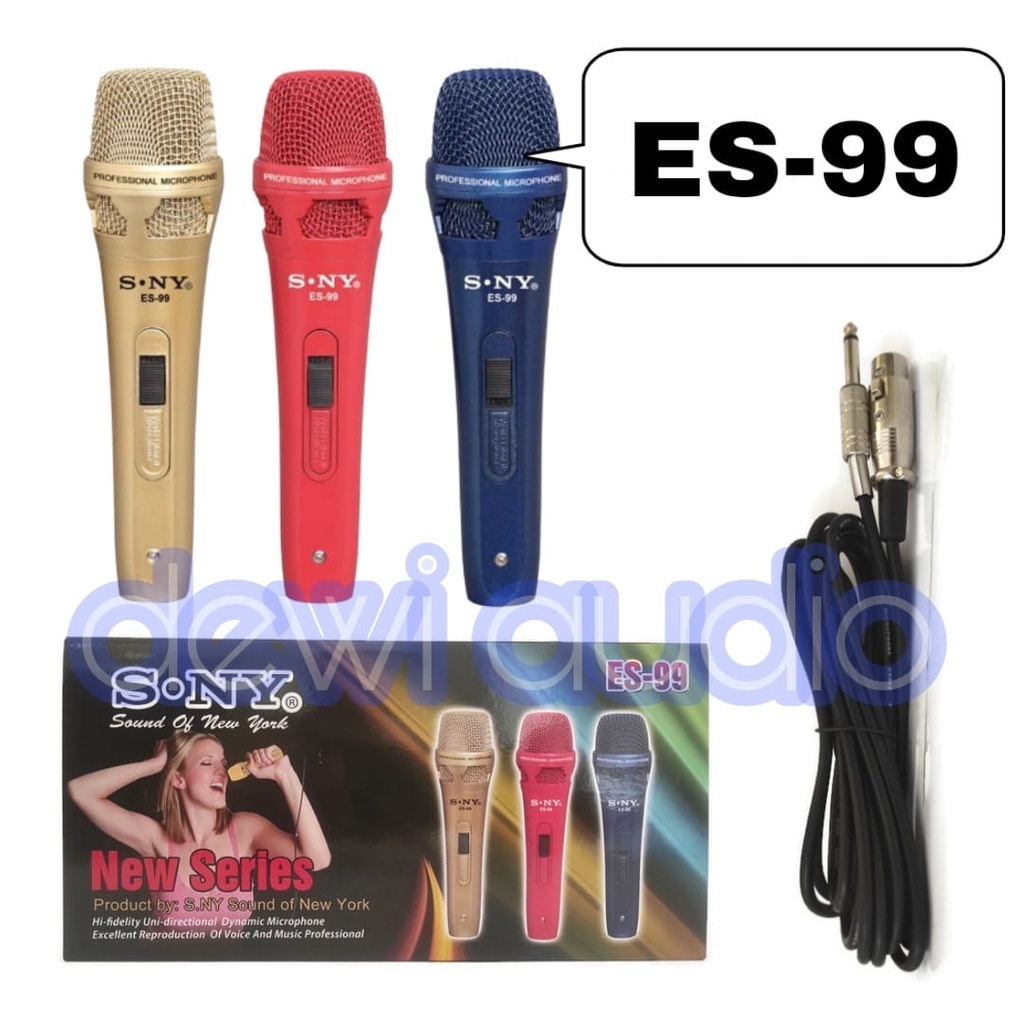 MIC WARNA ES-99 MICROPHONE WARNA ES99 GOLD MERAH BIRU