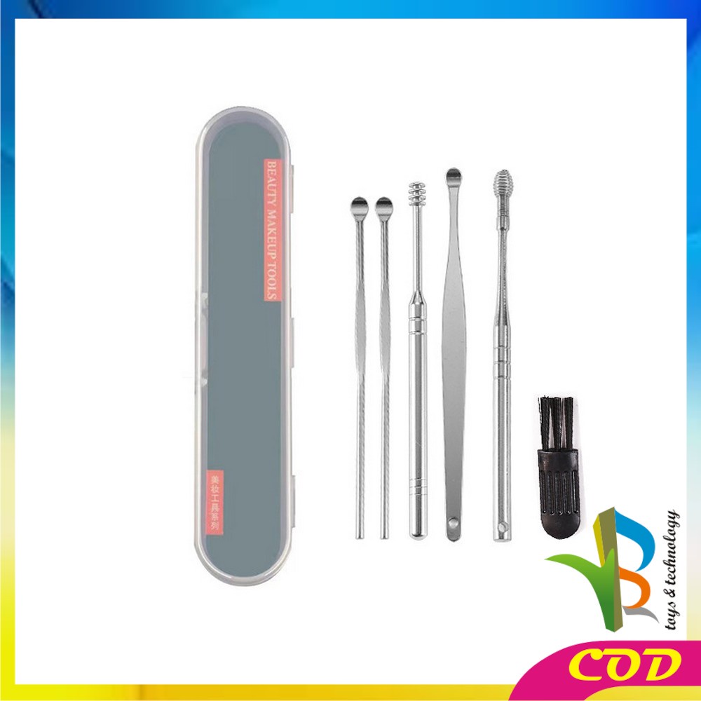 RB-C571-C572 Alat Pembersih Telinga Korek Kuping Ear Wax 6 In 1 / Set Paket Pembersih Kotoran Telinga Stainless Steel