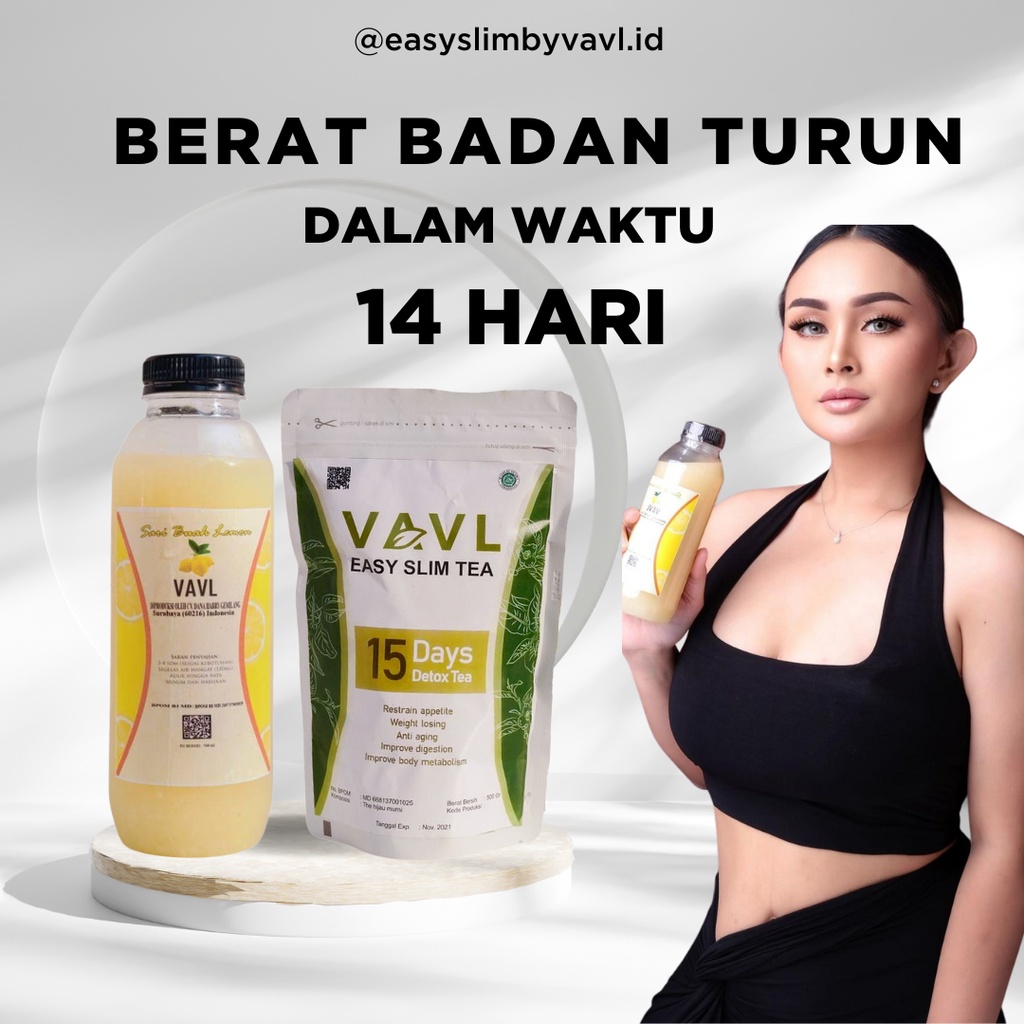 DIET PELANGSING EASY SLIM BY VAVL DETOX TEA LEMON( BEST SELLER PAKET TRIAL )