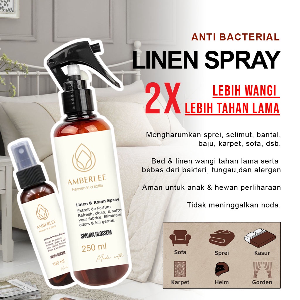 Linen Spray Anti Bacterial / Pengharum Pewangi Parfum Sprei Selimut Kasur Baju Pakaian Ruangan