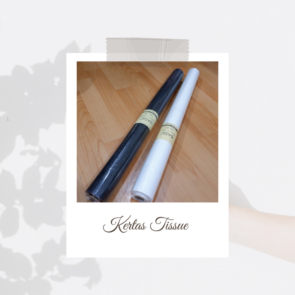 

[1 ROLL] kertas tissue putih hitam per gulung 65cm x 20 meter