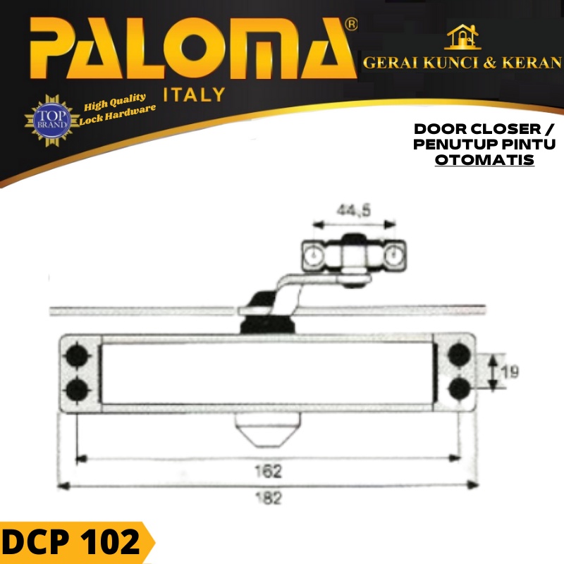 Penutup Pintu Otomatis DCP 102 DOOR CLOSER PALOMA 900 NHO NON HOLD OPENED BROWN
