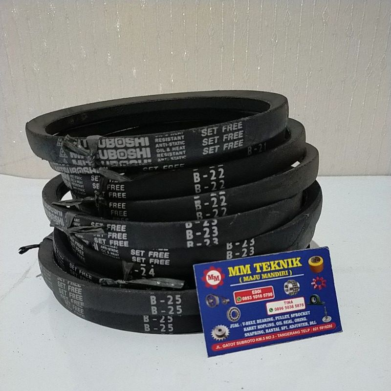 Vanbelt B20 B21 B22 B23 B24 B25 Tali Ban Kipas Bando Mitsuboshi Mbi Vpower Van Fan Belt B 20 21 22 23 24 25 V- Pan Mitsuboshi Panbelt Fanbelt B-20 B-21 B-22 B-23 B-24 B-25 Mitsuboshi