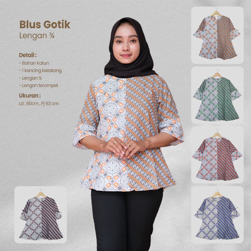 Blus Batik Abg Lengan 3/4 Terompet- Naira Batik