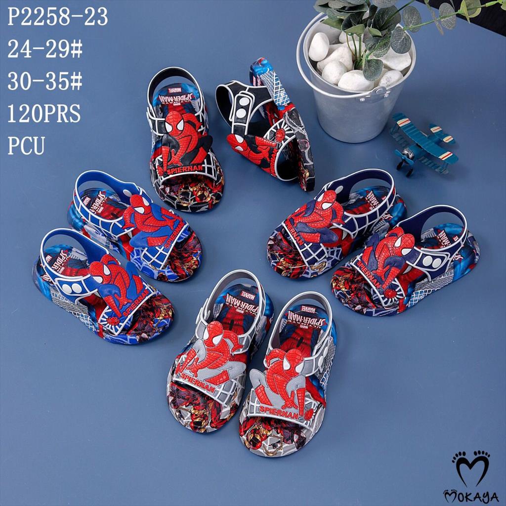 Sandal Slop Let Gunung Jelly Anak Cowok Motif Spiderman Super Kece Kekinian Import Mokaya / Size 24-35 (P2258-23)