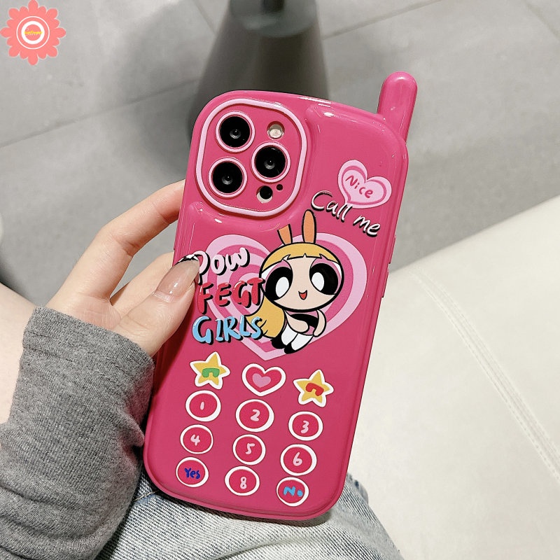 Soft Case Desain Kartun Powerpuff Girls Heart Gaya Retro Vintage Untuk iPhone 11 12 13 14 Pro MAX 14 7 8 Plus XR X XS MAX