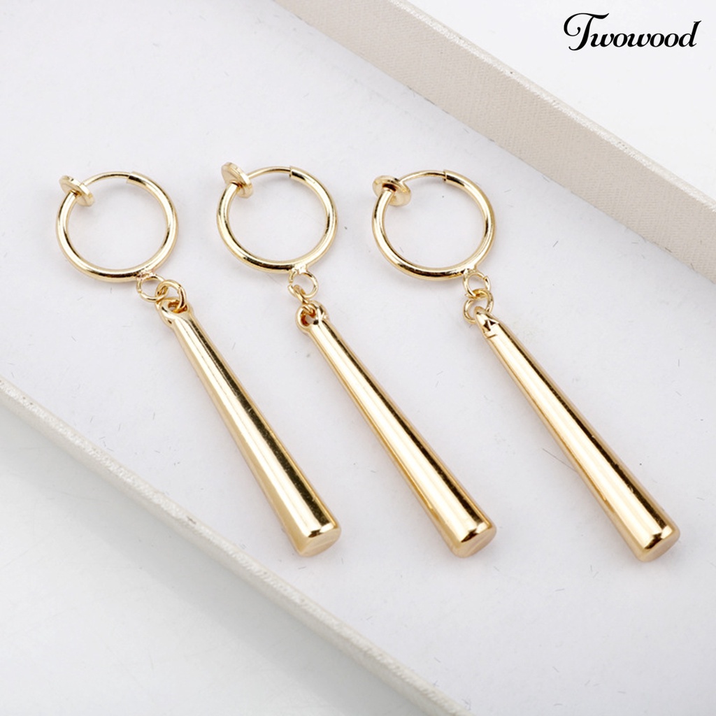 1 Set Anting Kait Gantung Warna Solid Bahan Alloy Tahan Lama Untuk Wanita