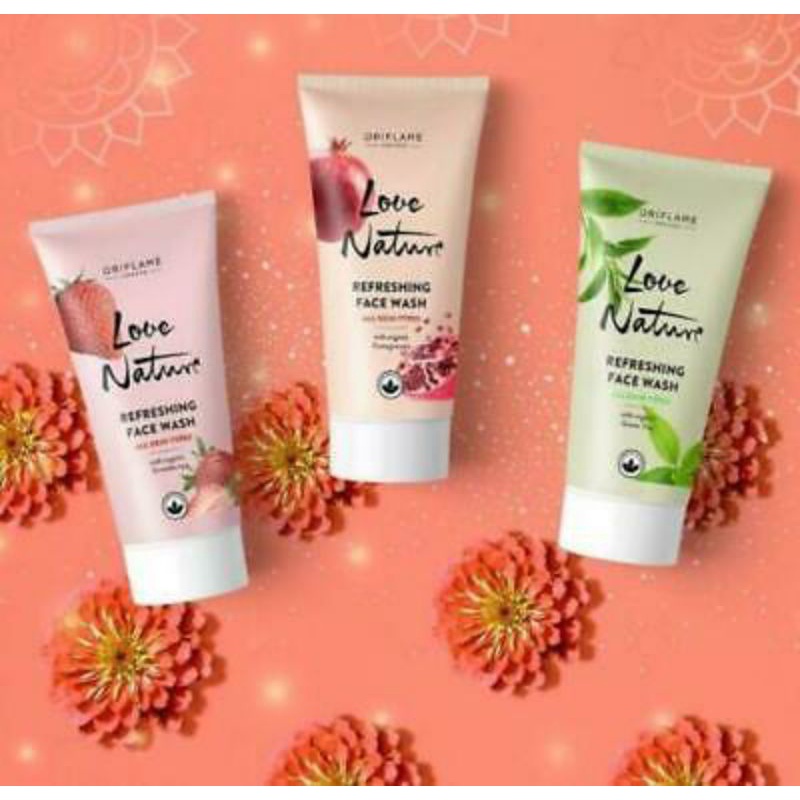 Love Nature Refreshing Face Wash With Organic Pomegranate/Face Wash Strawberry/Face Wash Green Tea