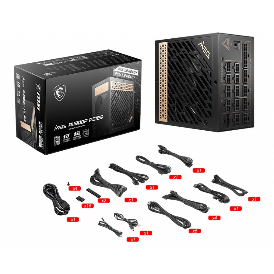 PSU MSI MEG Ai1300P 1300W PCIE 5.0 | 80+ Platinum Fully Modular PCIE5