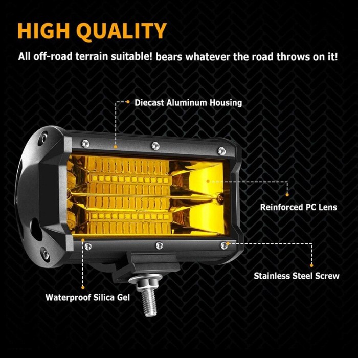 lampu 24 led Tembak sorot offroad 72watt 72w cree Bar Outdoor Mobil - Putih