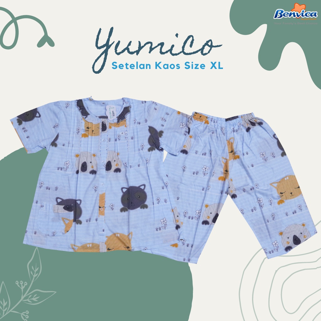 BAJU TIDUR CELANA PENDEK 3/4 XL KAOS PREMIUM YUMICO BANYAK MOTIF - C