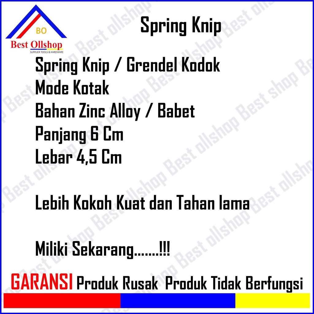 Spring Knip Tebal ORIGINAL /Grendel Kodok Kotak / Slot Jendela / Spring Knife / Kunci Jendela