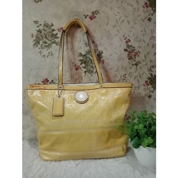 Preloved Tote Coach Pattern Leather