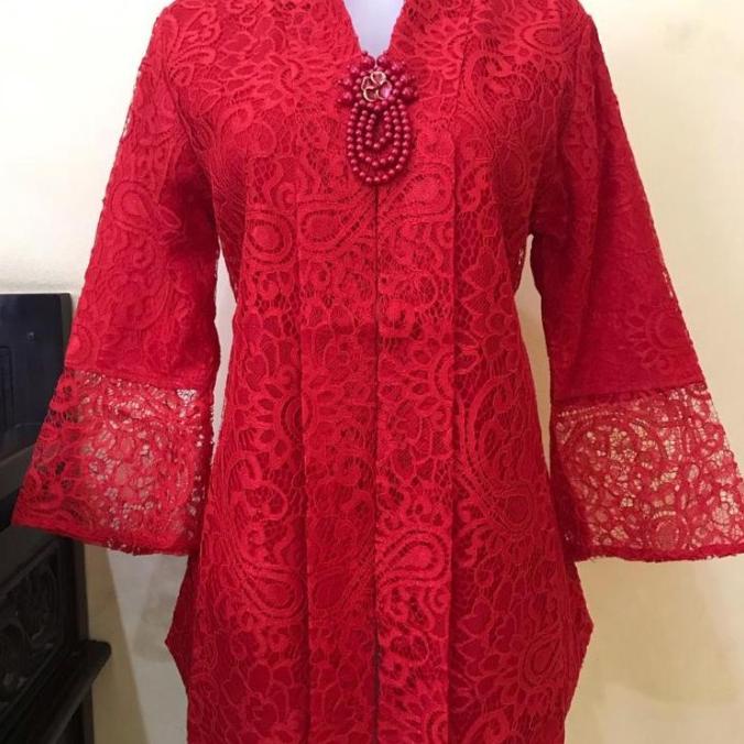 kebaya alexuez kartini Bros merah /kebaya full brukat kartini merah