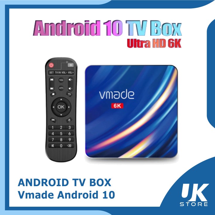 READYSTOCK Vmade Newest Android 10.0 Bluetooth TV Box Ultra HD 6K Set Top Box TV - VMADE 2GB+16GB BE
