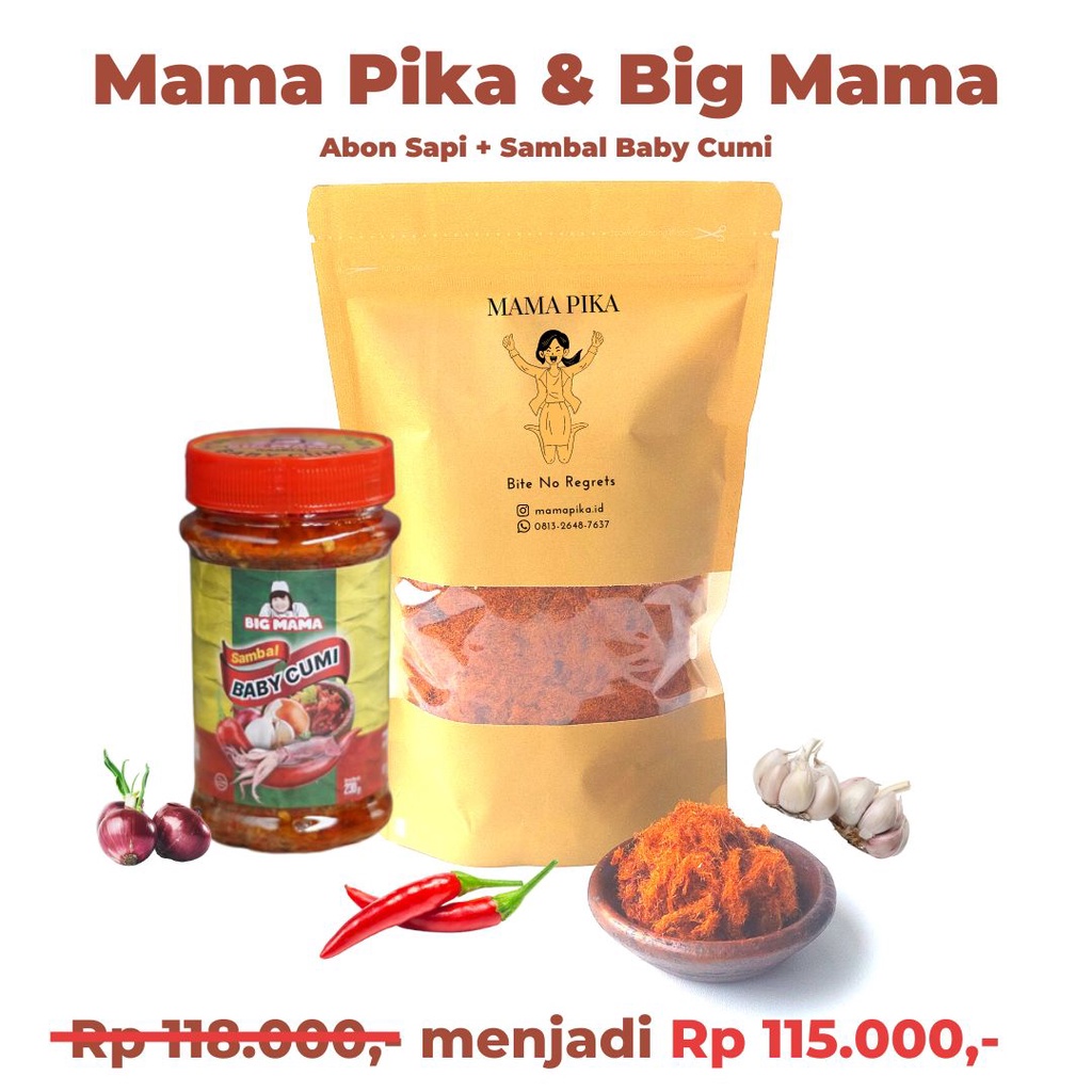 

Abon Sapi Khas Solo Mama Pika 250 gram dan Sambal Baby Cumi Big Mama 230 gram