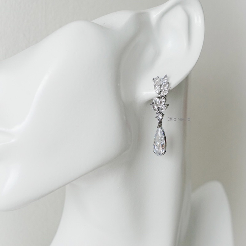 GIANNA | Wedding Collection - Zirconia Stud Dangle Bridal Earrings - Anting Wanita