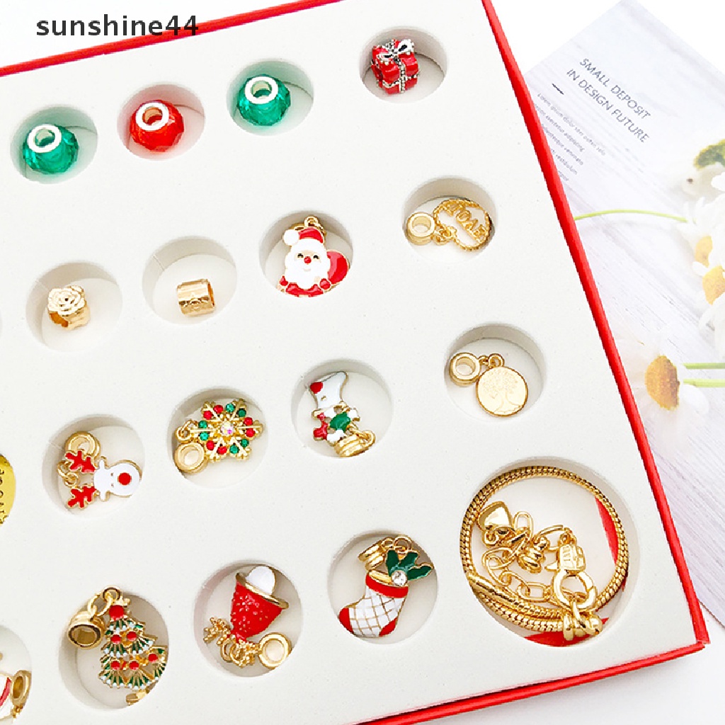 Sunshine 24PCS Liontin Kalung / Gelang DIY Tema Natal