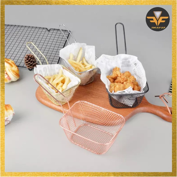 Keranjang Holder Saringan Penggoreng Kentang Goreng French Fries Stainless Steel Saringan Gorengan Kentang Wadah Keranjang Basket Potato Chips Serbaguna TERMURAH TERLARIS