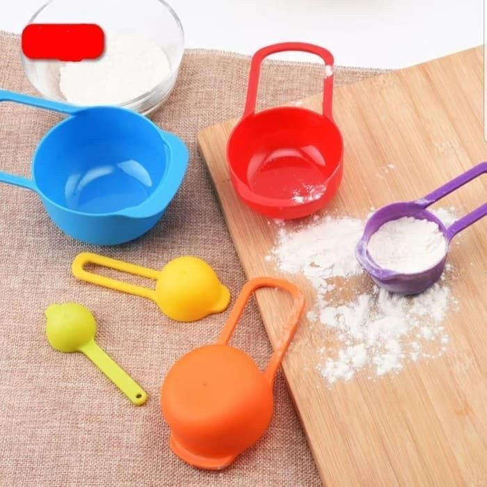 Sendok Takar Tepung 6 in 1 Sendok Takar Set WARNA WARNI Ukur Measuring Spoon Measuring Cup Takaran 6in1/Sendok Tepung Takar Alat Besar BIG