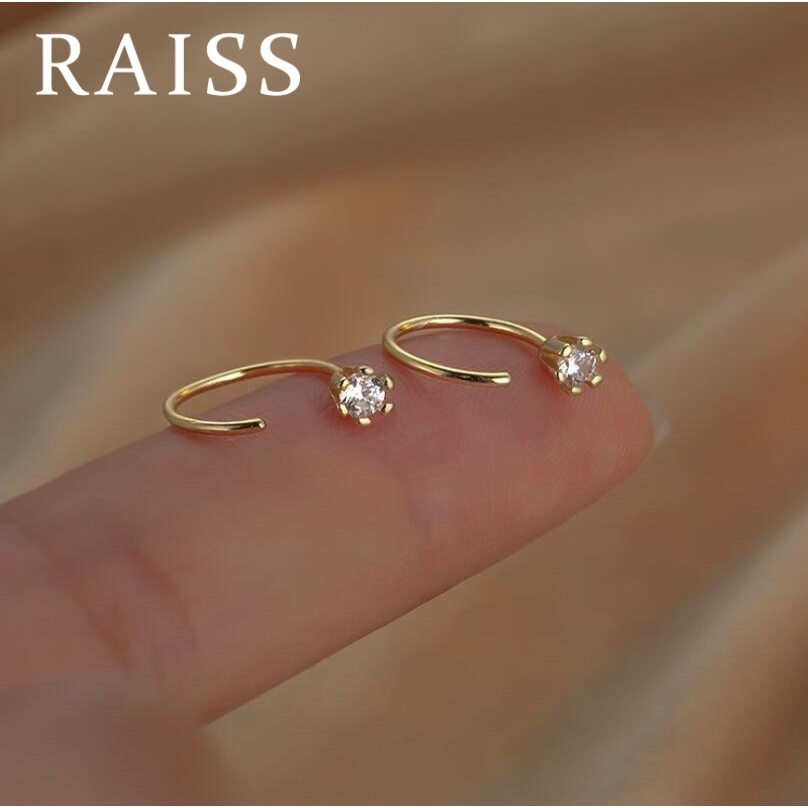 Anting Bulat Lapis Emas 14K Hias Zircon Untuk Wanita